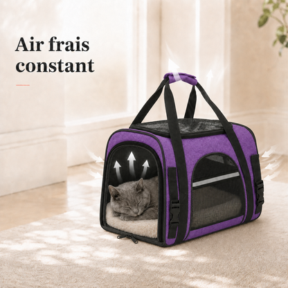 Air frais constant et ventilation - Sac de voyage a�r� pour chat
