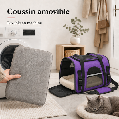 Coussin amovible lavable en machine - Sac de voyage a�r� pour chat
