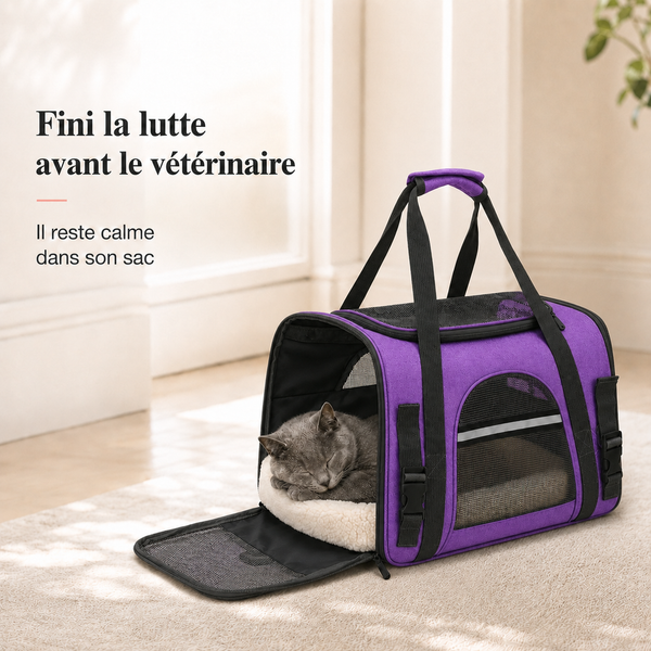 Fini la lutte avant le veterinaire - Sac de voyage a�r� pour chat
