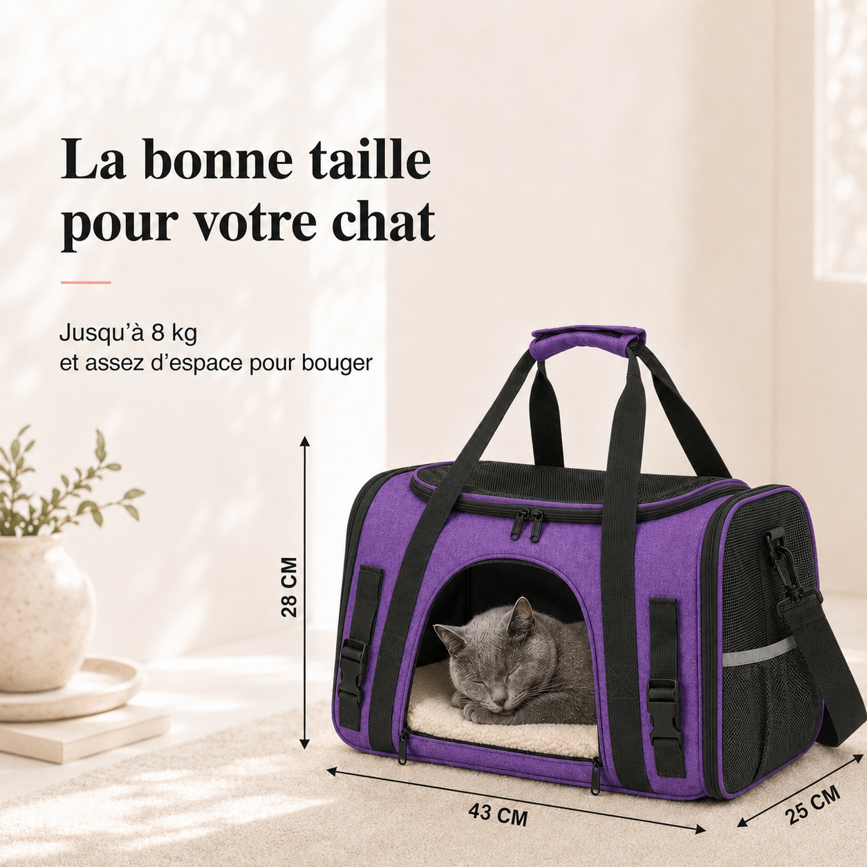 Dimensions et taille adaptee a votre chat - Sac de voyage a�r� pour chat
