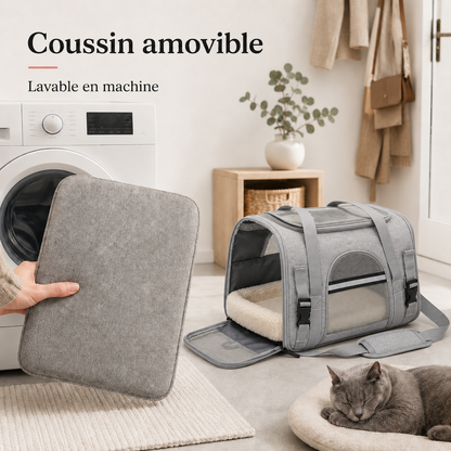 Coussin amovible lavable en machine - Sac de voyage souple pour chat