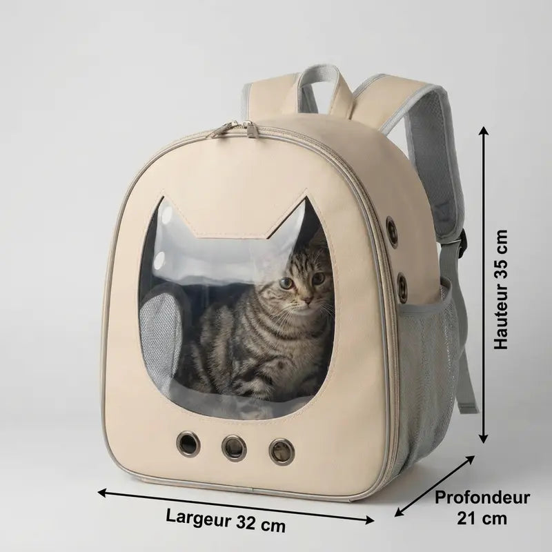 Sac de transport zippé compact pour chaton - vue de cote