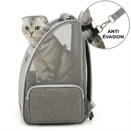 Sac à dos pliable zippé pour chat adulte - interieur et acces