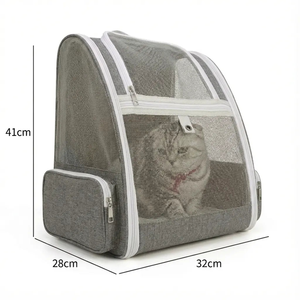 Sac à dos pliable zippé pour chat adulte - vue de cote