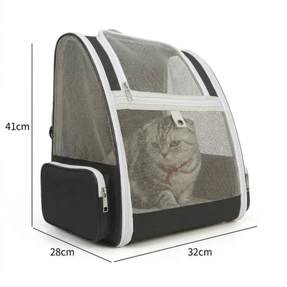 Sac à dos pour chat adulte zippé - Noir - vue de cote