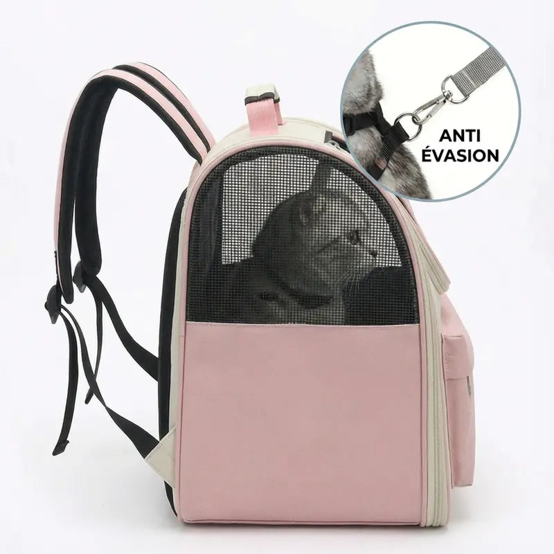 Sac de transport pour chaton ventilé - Rose - interieur et acces