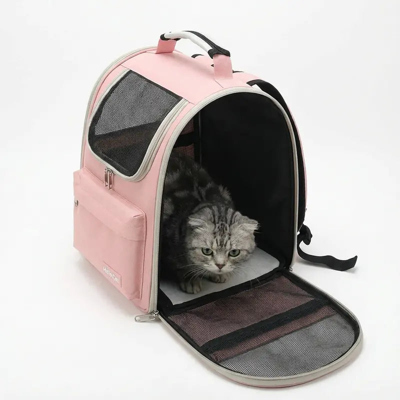 Sac de transport pour chaton ventilé - Rose - fermeture et ventilation