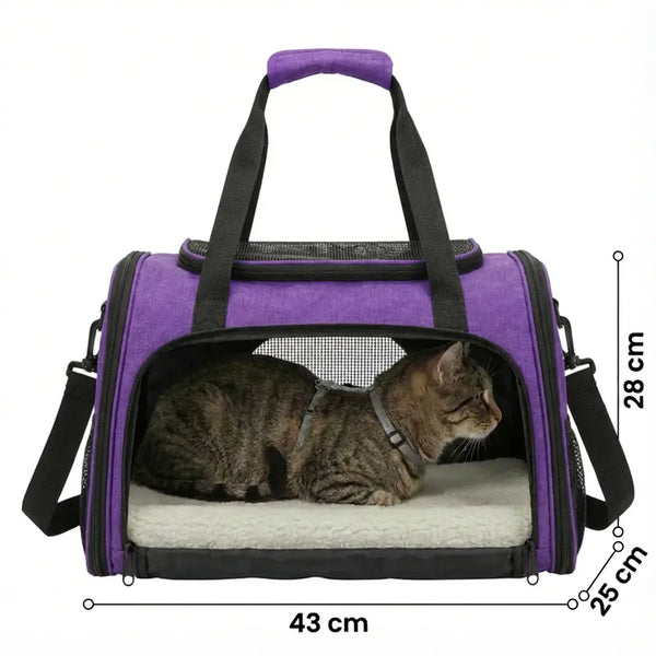 Sac de voyage  XXL en coton pour chat - vue de cote
