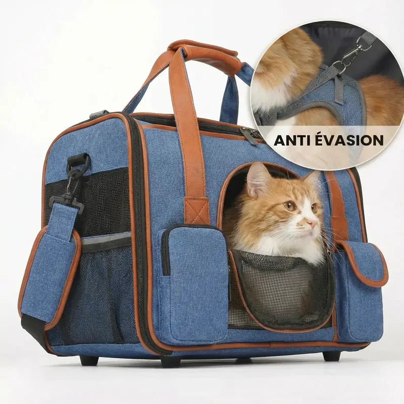 Sac de transport XXL résistant pour chat - vue de cote