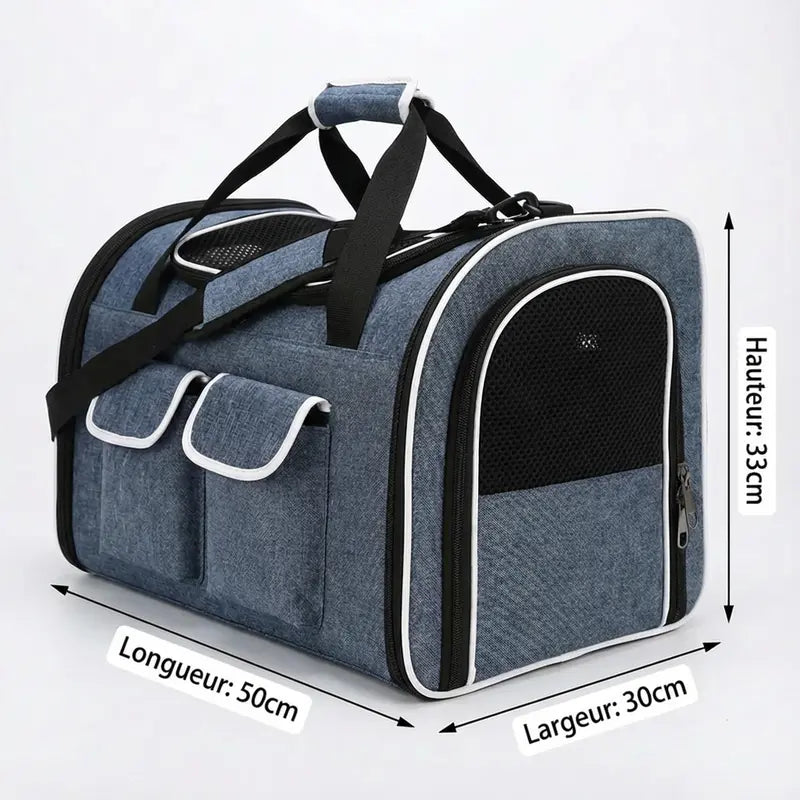 Sac de transport confortable XXL pour chat - vue de cote