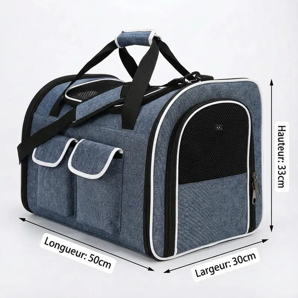 Sac de transport confortable XXL pour chat - vue de cote