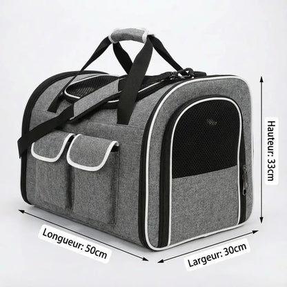 Sac de transport pour chat XXL - Gris - vue de cote