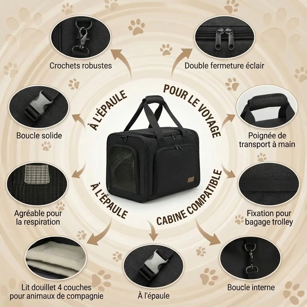 Sac de voyage pour chat XXL - Noir - chat a l interieur