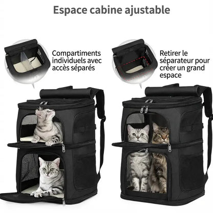 Sac de transport solide XXL pour chat - fermeture et ventilation
