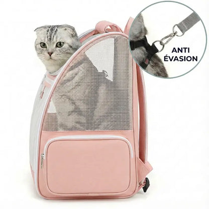 Sac à dos respirant zippé pour chat adulte - interieur et acces