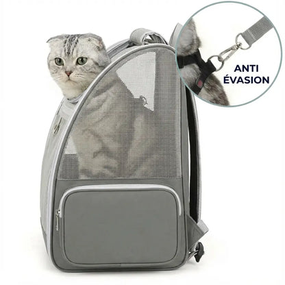 Sac à dos pour chat adulte zippé - Noir - interieur et acces
