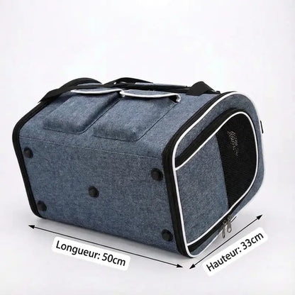 Sac de transport pour chat 10kg - Bleu - vue de cote