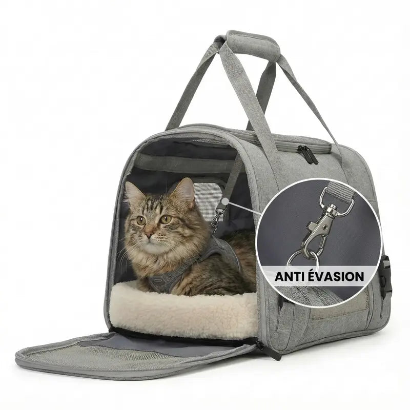 Sac de voyage  XXL zippé pour chat - interieur et acces