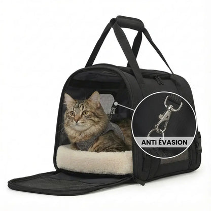 Sac de voyage pour chat XXL - Noir - interieur et acces