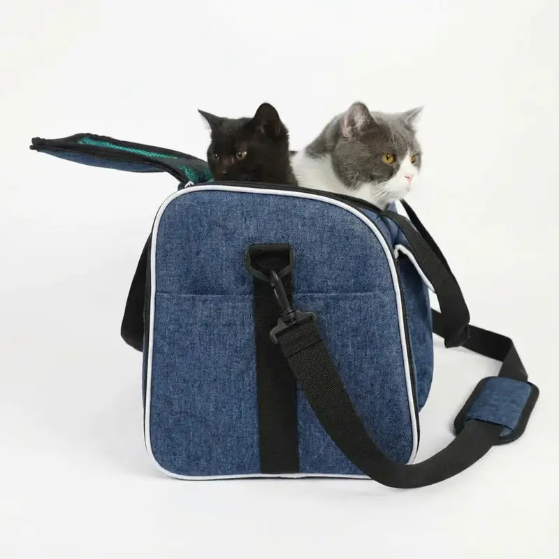Sac de transport pour chat 10kg - Bleu - interieur et acces