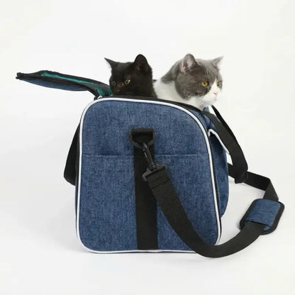 Sac de transport pour chat 10kg - Bleu - interieur et acces