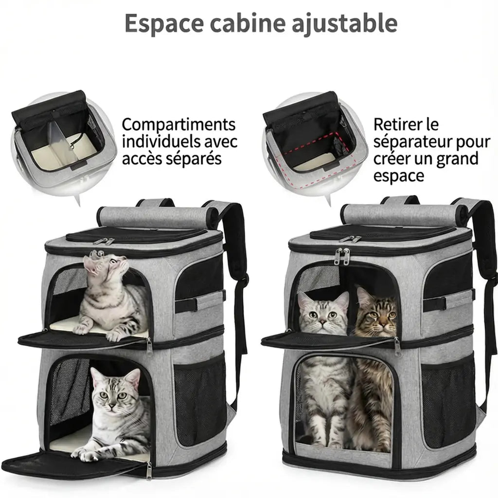 Sac de transport espace XXL pour chat - fermeture et ventilation