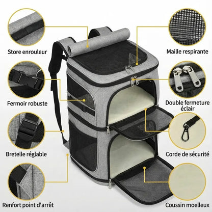 Sac de transport espace XXL pour chat - chat a l interieur