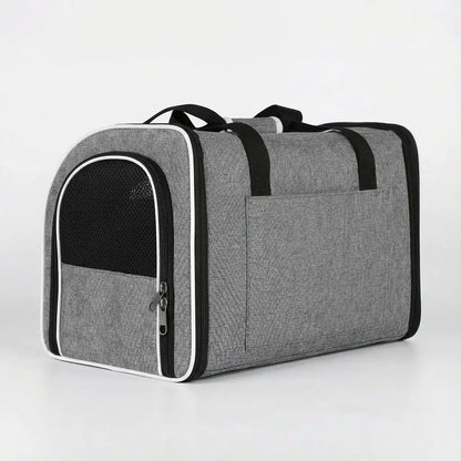 sac transport gris de dos sur fond blanc