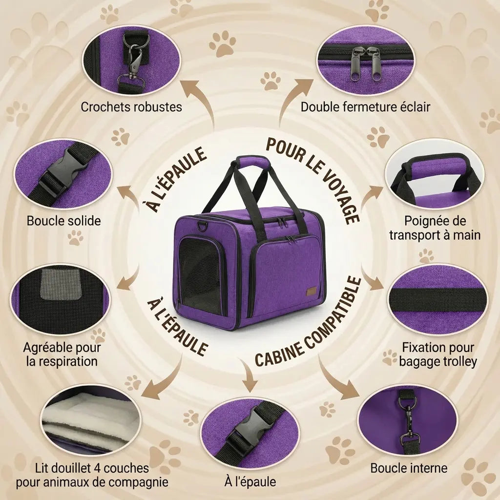 Sac de voyage  XXL en coton pour chat - chat a l interieur